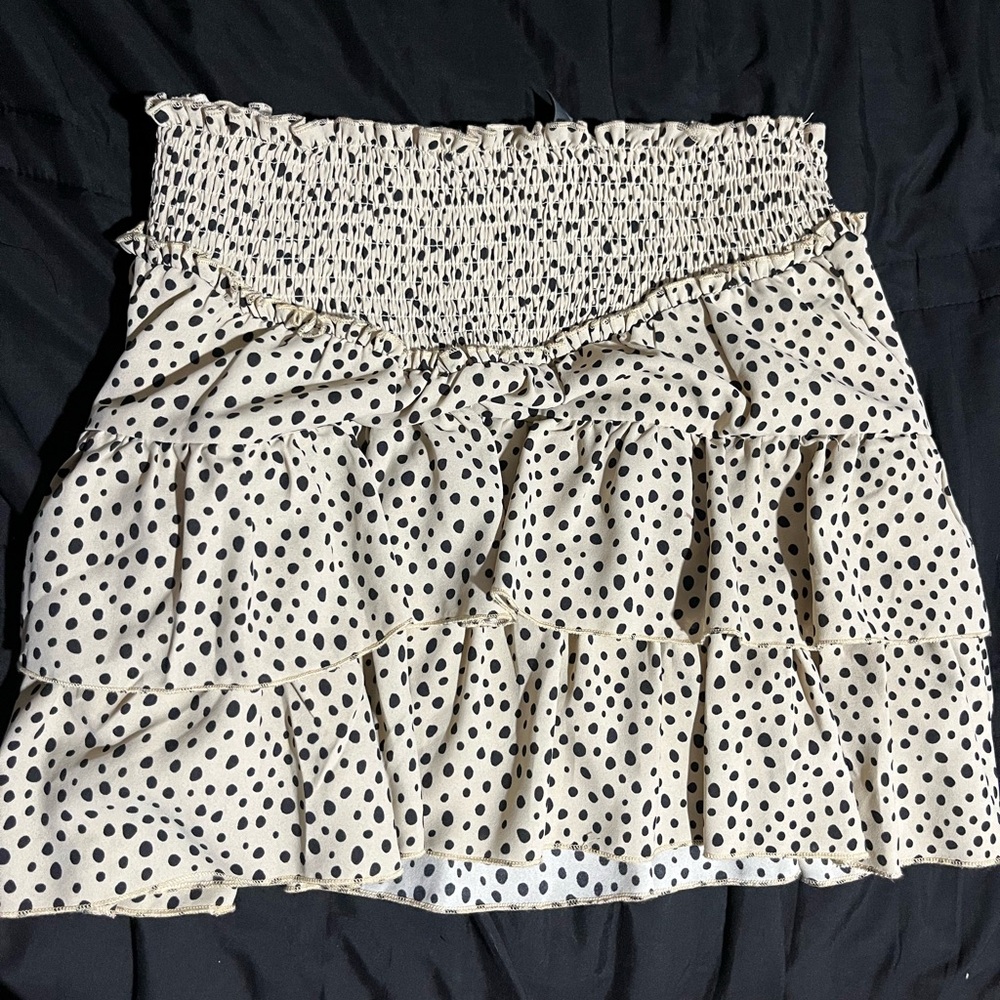 Alya Cream and Black Polka Dot Mini Skirt